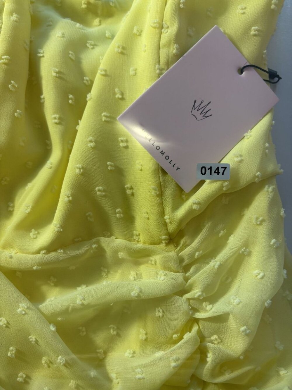 Hello Molly Face On Magazines Strapless Yellow Mini Dress Ruffle Hem Ruching - Picture 13 of 13